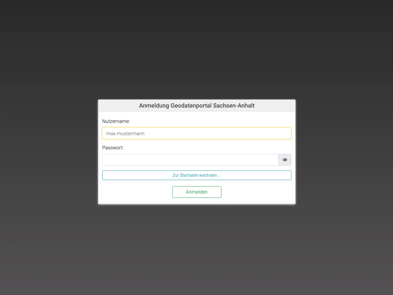 Startseite des Sachsen-Anhalt Viewer (LVermGeo) mit Suchfunktion und Karte